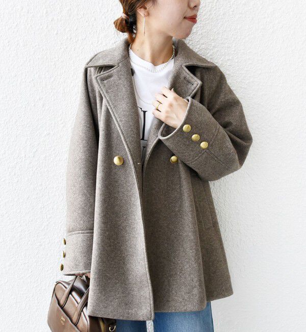 SHIPS for women「【WEB限定】〈手洗い可能〉ウール ライク ジャージー メルトン 2WAY Pコート」|ピーコート|