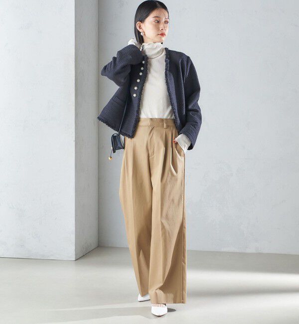 SHIPS for women「〈手洗い可能〉ハイカウント ツイル チノ タック パンツ 24SS ◇」|チノ|