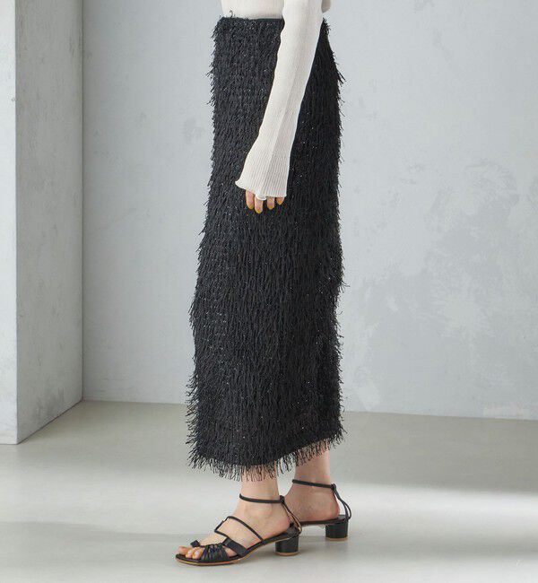 SHIPS for women「【WEB限定】〈手洗い可能〉フリンジ ラメ タイト スカート」|スカート|
