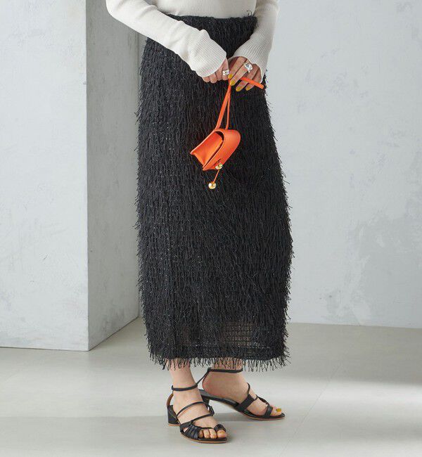 SHIPS for women「【WEB限定】〈手洗い可能〉フリンジ ラメ タイト スカート」|スカート|