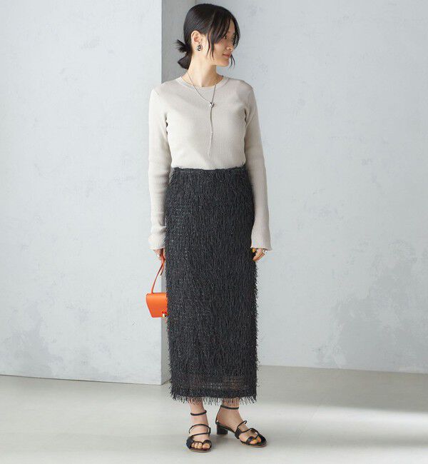 SHIPS for women「【WEB限定】〈手洗い可能〉フリンジ ラメ タイト スカート」|スカート|