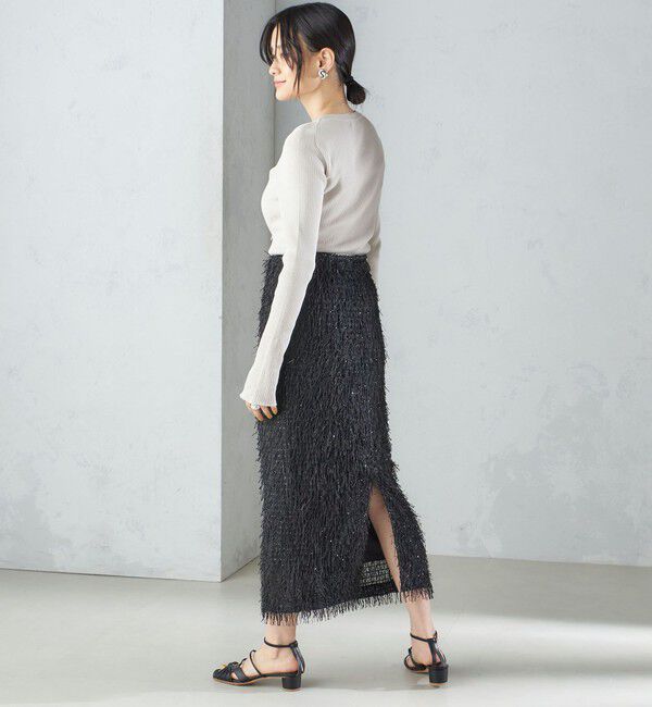 SHIPS for women「【WEB限定】〈手洗い可能〉フリンジ ラメ タイト スカート」|スカート|