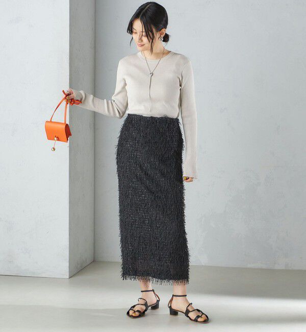 SHIPS for women「【WEB限定】〈手洗い可能〉フリンジ ラメ タイト スカート」|スカート|