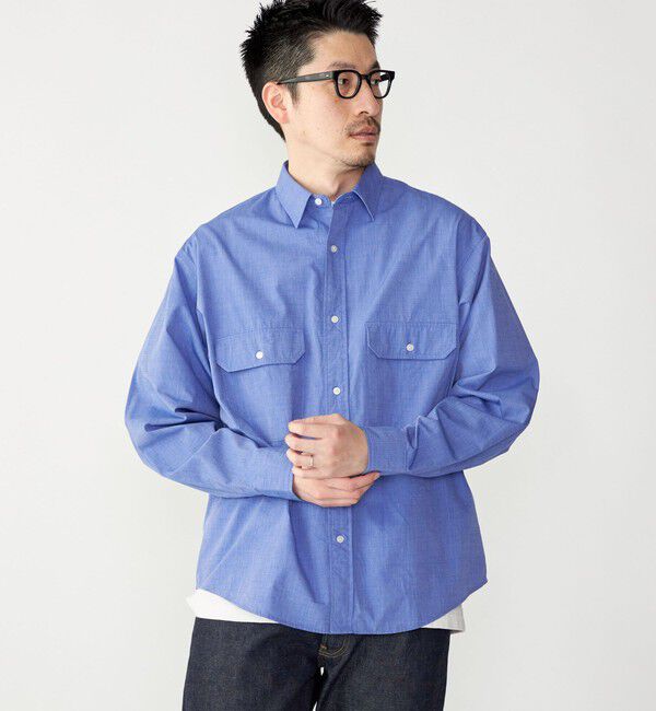 SHIPS「SHIPS: Wポケット ウォッシュド タイプライター 長袖 シャツ 〈チェック／ストライプ／単色〉」|シャツ・ブラウス|