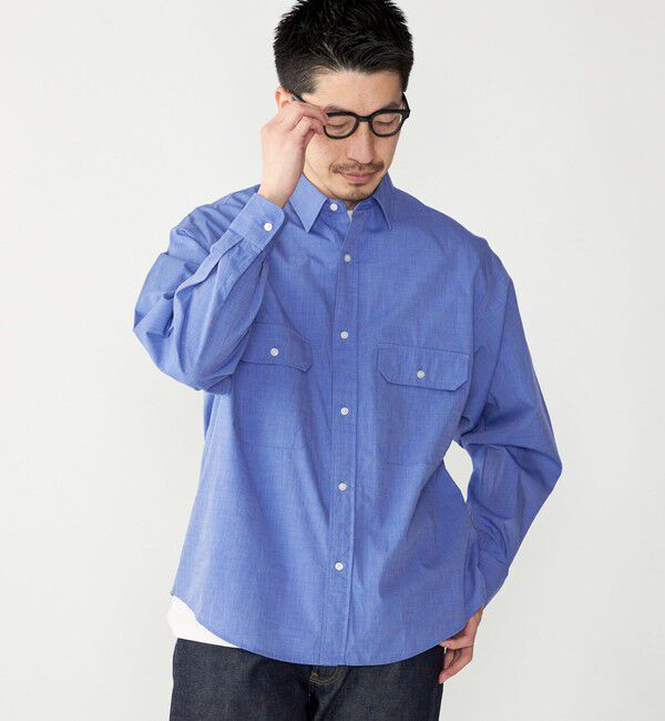 SHIPS「SHIPS: Wポケット ウォッシュド タイプライター 長袖 シャツ 〈チェック／ストライプ／単色〉」|シャツ・ブラウス|