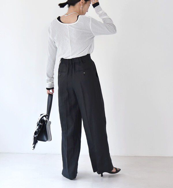 quaranciel「quaranciel:〈洗濯機可能〉ヘンプ ワイド タック パンツ」|スラックス|