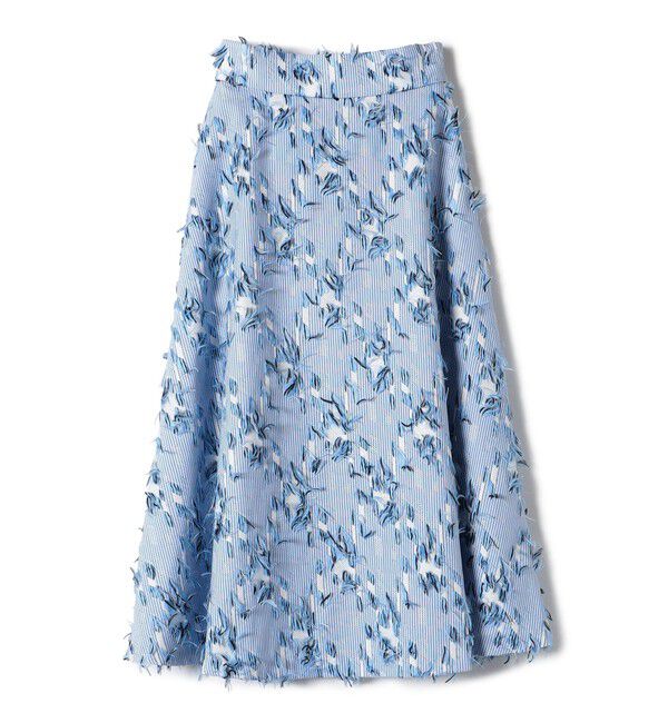 SHIPS Colors 「SHIPS Colors:フリンジ ジャカード フレア スカート」|フレア|ブルー