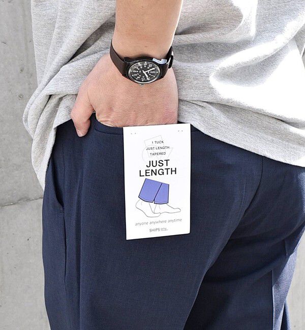 SHIPS any「SHIPS any: COOLMAX ジャストレングス テーパード パンツ ＜セットアップ対応＞◇」|チノ|ネイビー