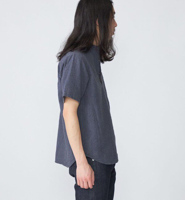 SHIPS「SHIPS: シアサッカー プルオーバー バンドカラー ショートスリーブ シャツ」|シャツ・ブラウス|