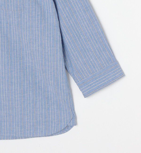 SHIPS any「SHIPS any: 〈洗濯機可能〉コットン / リネン ブルー ストライプ 7分袖 レギュラー シャツ◇」|シャツ・ブラウス|