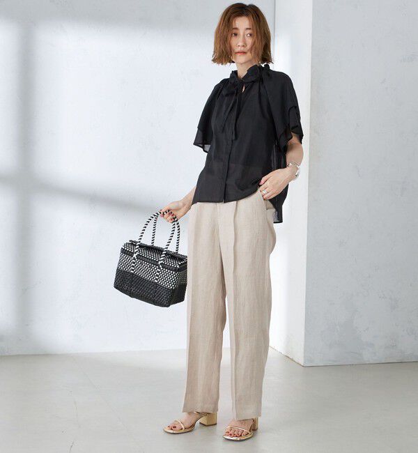 SHIPS for women「〈手洗い可能〉コットンボイル ネックギャザー ボウタイ ブラウス」|シャツ・ブラウス|