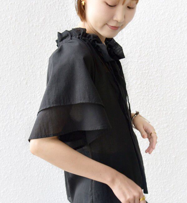 SHIPS for women「〈手洗い可能〉コットンボイル ネックギャザー ボウタイ ブラウス」|シャツ・ブラウス|