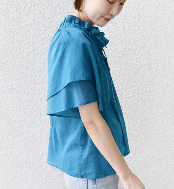 SHIPS for women「〈手洗い可能〉コットンボイル ネックギャザー ボウタイ ブラウス」|シャツ・ブラウス|