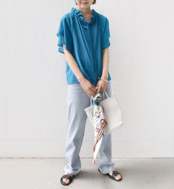 SHIPS for women「〈手洗い可能〉コットンボイル ネックギャザー ボウタイ ブラウス」|シャツ・ブラウス|