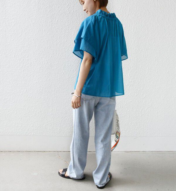 SHIPS for women「〈手洗い可能〉コットンボイル ネックギャザー ボウタイ ブラウス」|シャツ・ブラウス|