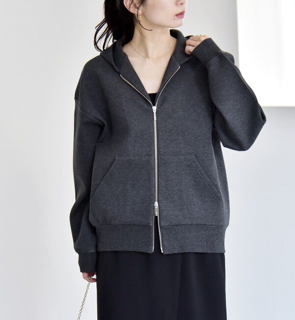quaranciel「quaranciel:〈洗濯機可能〉ポンチ ダブルジップ スウェット パーカー」|パーカー|チャコールグレー