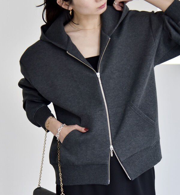 quaranciel「quaranciel:〈洗濯機可能〉ポンチ ダブルジップ スウェット パーカー」|パーカー|