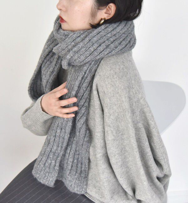 quaranciel「quaranciel: リブ ボリューム ロング マフラー」|マフラー|グレー