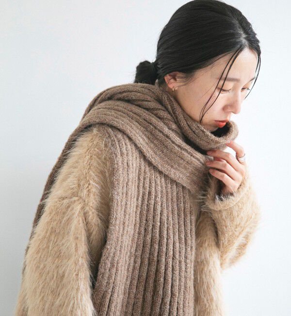 quaranciel「quaranciel: リブ ボリューム ロング マフラー」|マフラー|キャメル