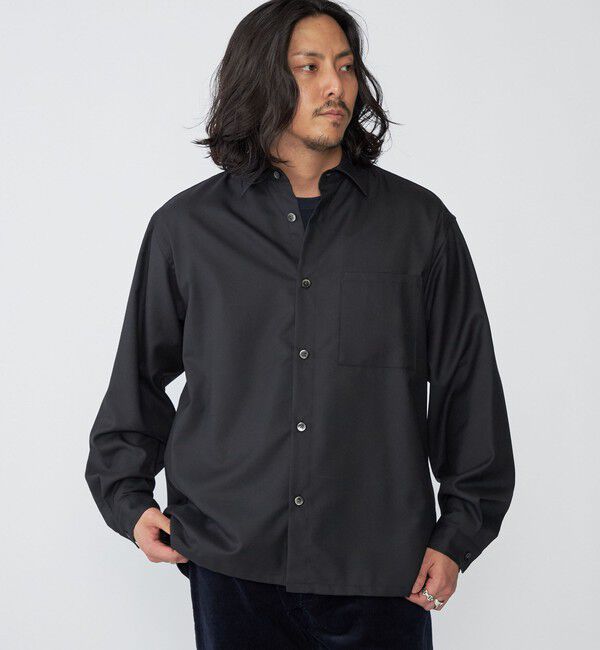 SHIPS「SHIPS: CORDURA(R) ウール リラックス レギュラーカラー シャツ」|シャツ・ブラウス|ブラック