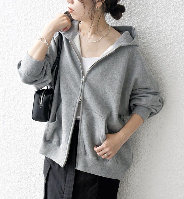 SHIPS any「《一部追加予約》SHIPS any:〈洗濯機可能〉USAコットン 裏起毛 ジップ スウェット パーカー」|パーカー|ライトグレー