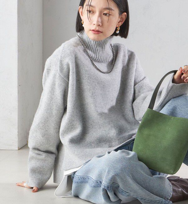 SHIPS for women「〈手洗い可能〉7G ウール カシミヤ ハイネック プルオーバー」|ニット・セーター|グレー系