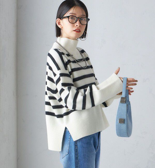 SHIPS for women「〈手洗い可能〉7G ウール カシミヤ ハイネック プルオーバー」|ニット・セーター|