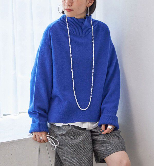 SHIPS for women「〈手洗い可能〉7G ウール カシミヤ ハイネック プルオーバー」|ニット・セーター|ブルー