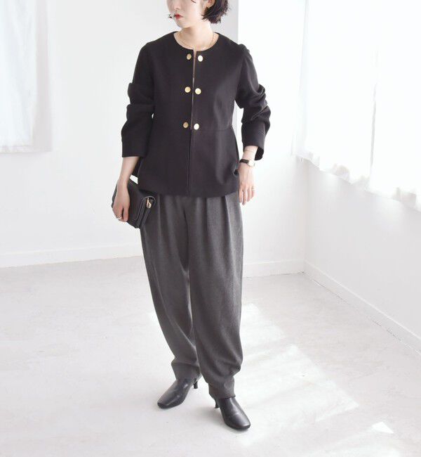 quaranciel「quaranciel: エア ニードル ペプラム ジャケット（セットアップ対応）」|ノーカラージャケット|