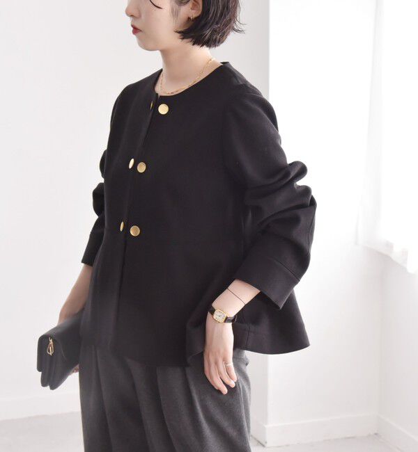 quaranciel「quaranciel: エア ニードル ペプラム ジャケット（セットアップ対応）」|ノーカラージャケット|