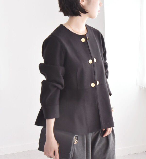 quaranciel「quaranciel: エア ニードル ペプラム ジャケット（セットアップ対応）」|ノーカラージャケット|