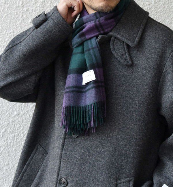 SHIPS any「【WEB限定】SHIPS any: カシミヤ シングル チェック ストール◇」|ストール|コバルトブルー