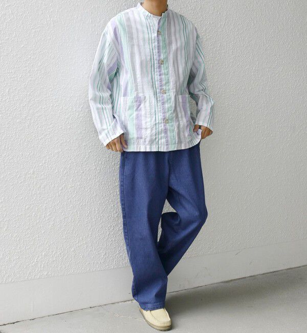 SHIPS any「SHIPS any: BEZ TEXTILE マルチカラー ストライプ / ソリッド  スタンドカラー シャツ◇」|シャツ・ブラウス|