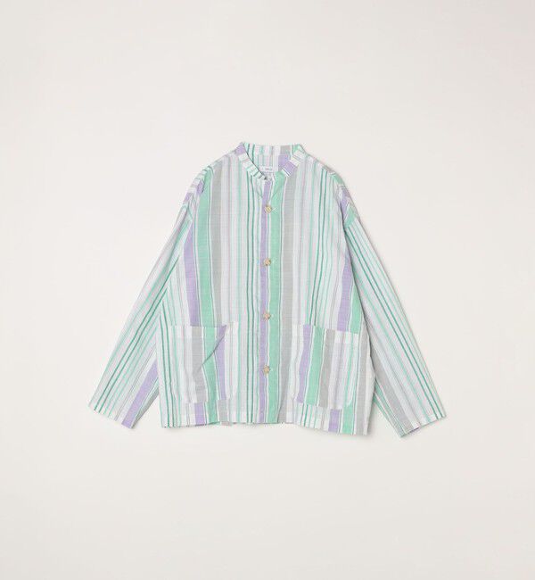 SHIPS any「SHIPS any: BEZ TEXTILE マルチカラー ストライプ / ソリッド  スタンドカラー シャツ◇」|シャツ・ブラウス|