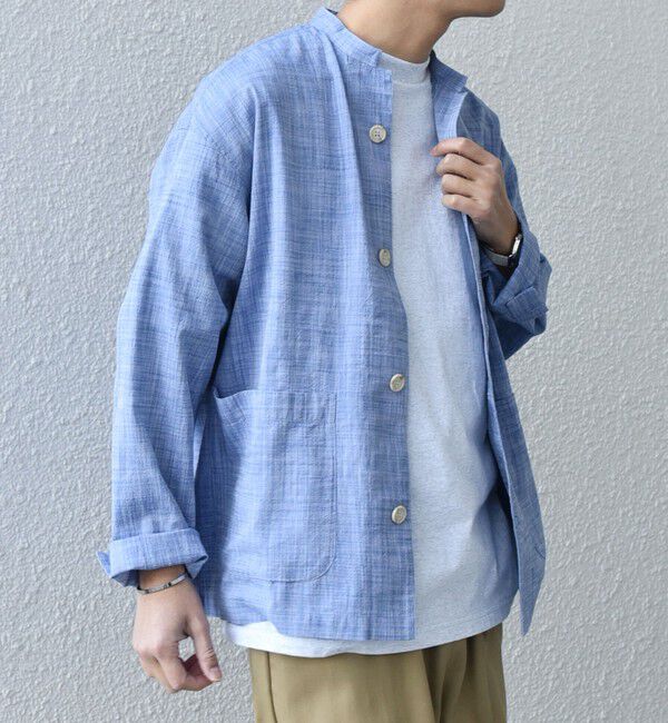 SHIPS any「SHIPS any: BEZ TEXTILE マルチカラー ストライプ / ソリッド  スタンドカラー シャツ◇」|シャツ・ブラウス|