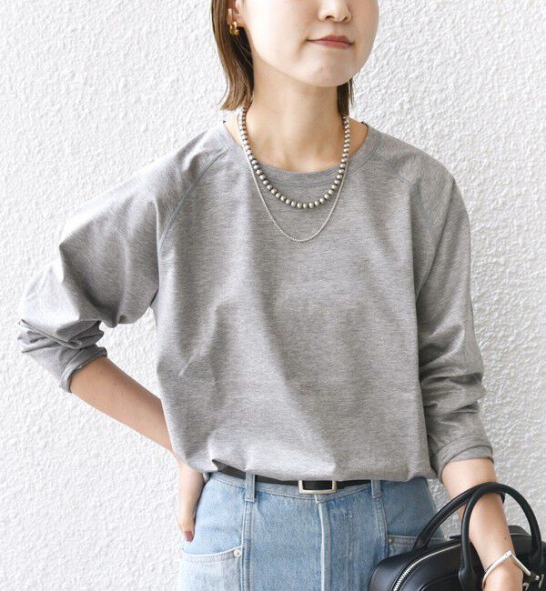 SHIPS for women「〈手洗い可能〉ベースボール TEE」|Tシャツ・カットソー|ライトグレー