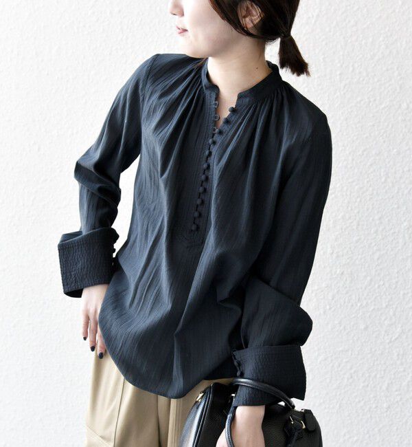 SHIPS any「SHIPS any:〈洗濯機可能〉シアー ボイル ボタン マオカラー シャツ」|シャツ・ブラウス|