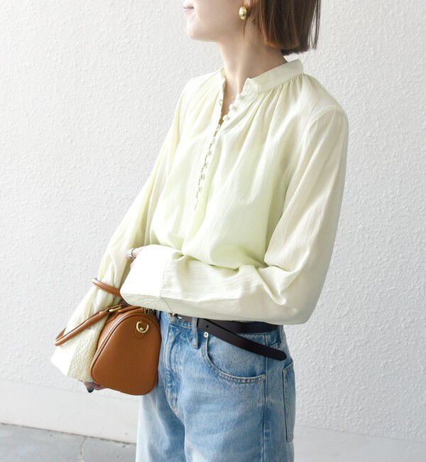 SHIPS any「SHIPS any:〈洗濯機可能〉シアー ボイル ボタン マオカラー シャツ」|シャツ・ブラウス|