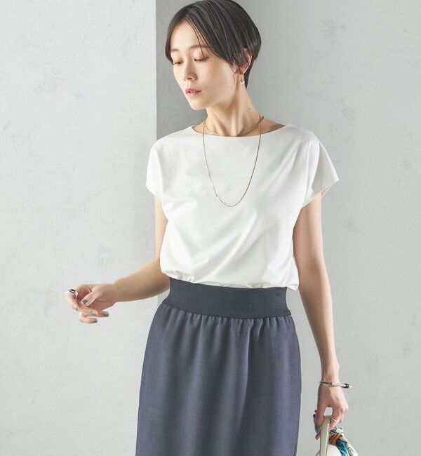 SHIPS for women「〈手洗い可能〉SORONA(R) ボートネック TEE」|Tシャツ・カットソー|