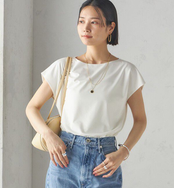 SHIPS for women「〈手洗い可能〉SORONA(R) ボートネック TEE」|Tシャツ・カットソー|
