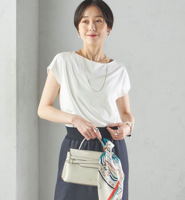 SHIPS for women「〈手洗い可能〉SORONA(R) ボートネック TEE」|Tシャツ・カットソー|