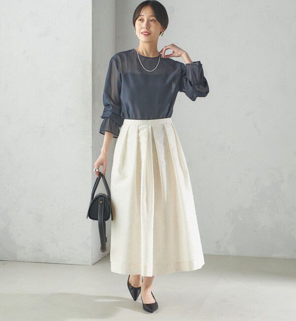 SHIPS for women「〈手洗い可能〉オーガンジー ドット 刺繍 フレア スカート」|スカート|