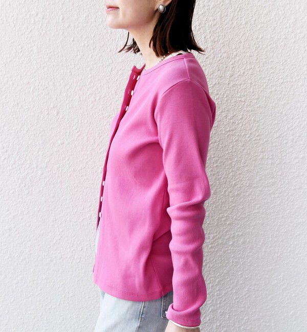 SHIPS for women「〈洗濯機可能〉ポッシュ テレコ リブ ボタン カーディガン」|カーディガン|