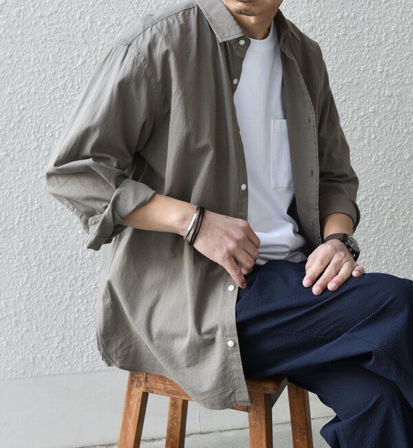 SHIPS any「SHIPS any:〈洗濯機可能〉コットン/リネン ７分袖 レギュラー シャツ 25SS◇」|シャツ・ブラウス|オリーブ