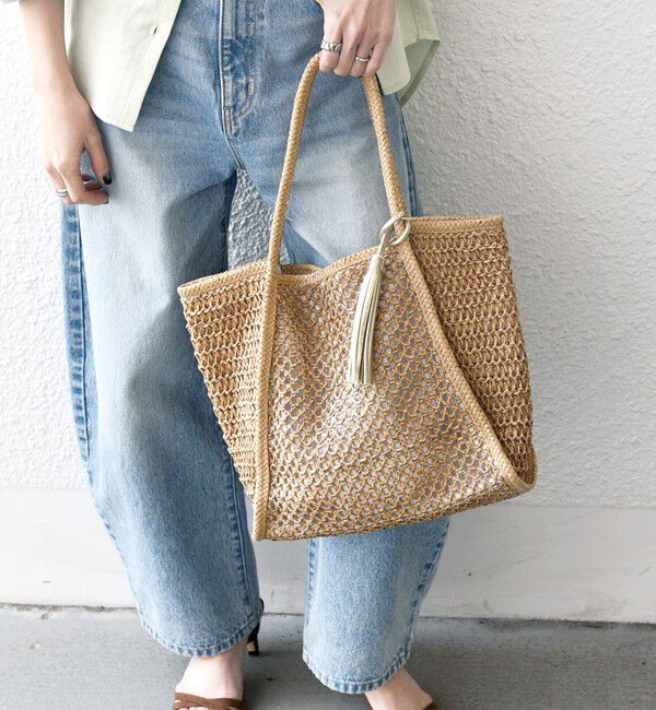 SHIPS any「SHIPS any: タッセル 透かし編み ペーパー トート バッグ」|トートバッグ|