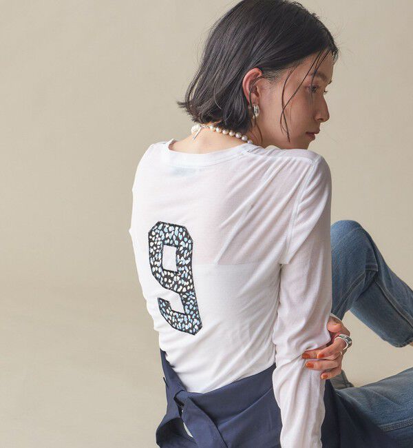 SHIPS for women「SHIPS NINE CASE:〈洗濯機可能〉ロゴ ロング スリーブ TEE」|Tシャツ・カットソー|ホワイト