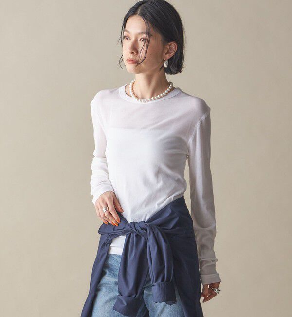 SHIPS for women「SHIPS NINE CASE:〈洗濯機可能〉ロゴ ロング スリーブ TEE」|Tシャツ・カットソー|