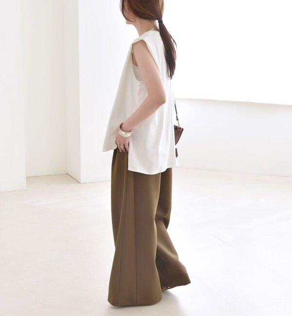 quaranciel「quaranciel:〈接触冷感/汗染み防止加工/洗濯機可能〉Vネック ノースリーブ プルオーバー」|Tシャツ・カットソー|