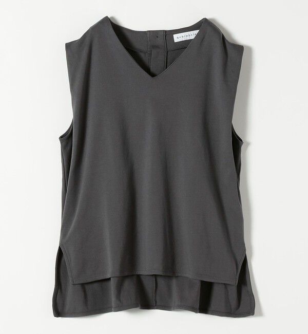 quaranciel「quaranciel:〈接触冷感/汗染み防止加工/洗濯機可能〉Vネック ノースリーブ プルオーバー」|Tシャツ・カットソー|