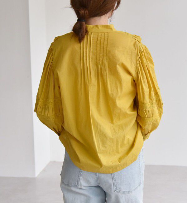 quaranciel「quaranciel:〈洗濯機可能〉コットン レース ライン フリル パフスリーブ ブラウス」|シャツ・ブラウス|